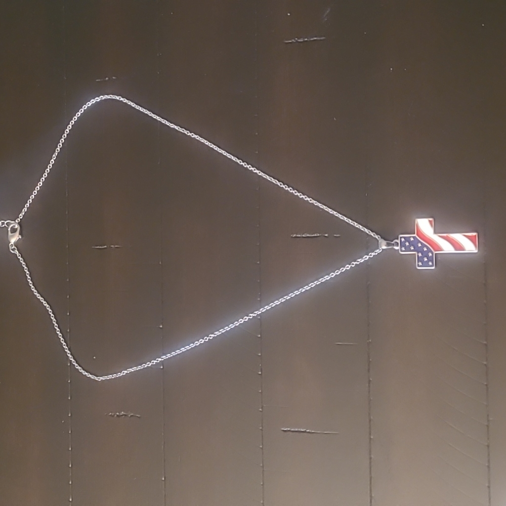 American Flag Cross Necklace